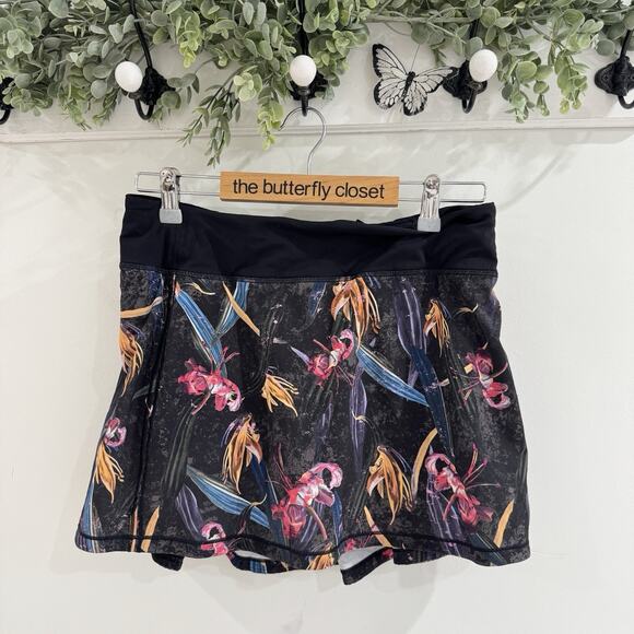 Lululemon Pace Rival Mid-Rise Skirt Veiled Floral Black Multi 8 ef 8040 - Picture 1 of 6
